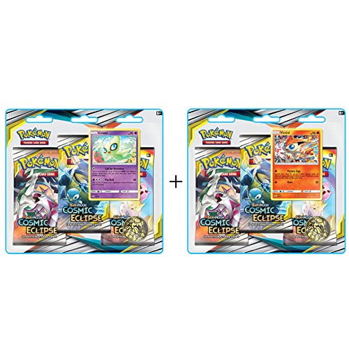 Pokemon Tcg Sun Moon Cosmic Eclipse Three Booster Blister Victini Celebi Walmart Com