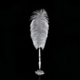 thumbnail image 1 of 2 Colours Ostrich Feather Wedding Quill Signing Ballpoint Pen Metal Holder for Wedding Ceremony or Reception (Silver Base), 1 of 6