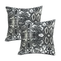 LR Home Beaux Modern Glam Cotton Throw Pillows, Black/Silver, 20" x 20", Set of 2