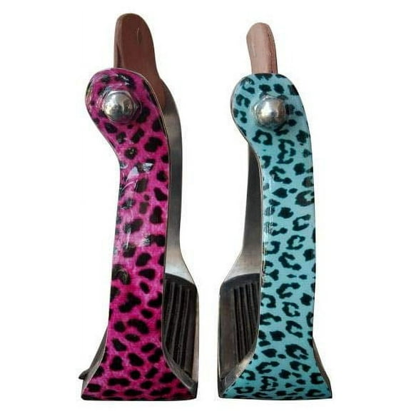 Showman Cheetah Print Aluminum Stirrups (Pink)