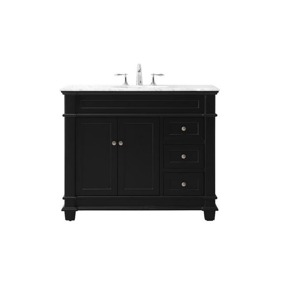 Elegant Decor Wesley 42" Solid Wood Steel Single Bathroom Vanity Set in Black