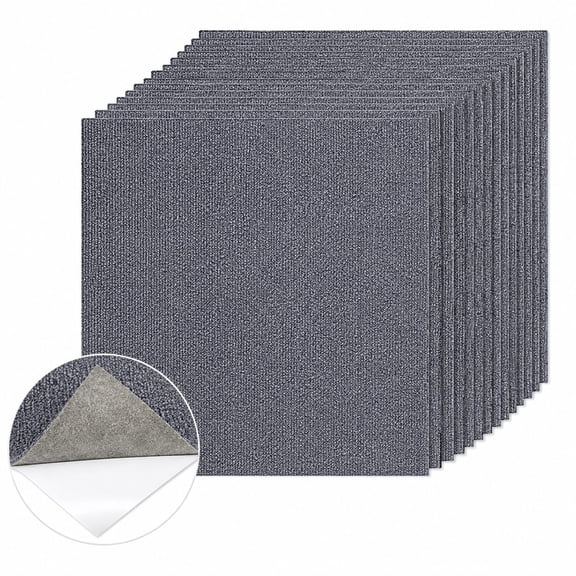 30 Pack Carpet Tiles, 12 x 12 in Dark Gray Peel and Stick Self-Adhesive Floor Squares for Bedroom, Office, Basement, Gym, and DIY Flooring