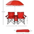 thumbnail image 2 of YEXJ Double Camping Chair with Umbrella, Folding Loveseat Chairs w/Canopy Shade, Carrying Bag, Table, Cup Holder, Portable Beach Chairs Outdoor Picnic Patio,Red, 2 of 10