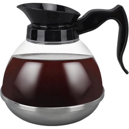 Commercial Coffee Pot Replacement, Coffee Carafe Decanter Replacement Coffee Carafe Universal Replacement Coffee Pot with Black Grip and Tight Fit Spout for Coffee Machine Stove