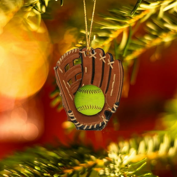 Steadline 8cm Baseball Glove Acrylic Christmas Tree Ornament Car Hanging Pendant Home Decor Sports Themed Holiday Gift for Fans Collectors
