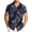 Dark Blue, variant on Stamzod Men Casual Fashion Turndown Collar Printing Short Sleeve Button Shirt Blouse Beige L