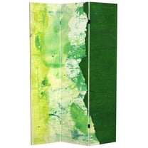 Oriental Furniture 6 ft. Tall Green River Canvas Room Divider - 3 Panel
