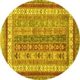 thumbnail image 1 of Ahgly Company Machine Washable Indoor Round Abstract Yellow Modern Area Rugs, 3' Round, 1 of 4