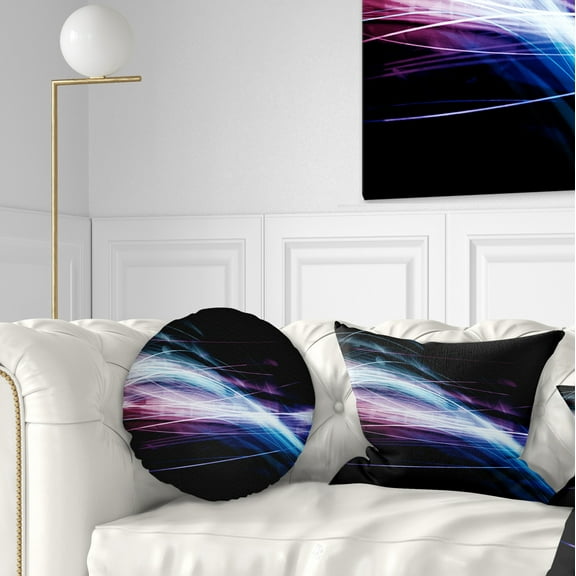 Designart Purple Blue Lines in Black - Abstract Throw Pillow - 12x20