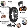 thumbnail image 2 of Paracord Survival Bracelet - Flint Fire Starter - Whistle - Compass - Mini Saw - Strong Rescue Rope - Adjustable Band Size - Camping - Bushcraft - Emergency Kit (Black), 2 of 7