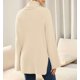 thumbnail image 5 of Suéter de punto de canalé con cuello alto y manga larga dividido de gran tamaño con cuello alto para mujer de otoño e invierno, 5 of 5
