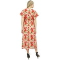 thumbnail image 4 of Bimba Women's Floral Maxi Peach Long Kaftan Cotton Coverup Bridesmaid Dress-4, 4 of 5