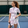 thumbnail image 4 of Psesaysky Pink Golf Tennis Dress Womens 2Piece Active Athletic Sports Wear Dresses for Women with Separate Shorts Summer Short Sleeve Zip A Line Sundress, 4 of 7
