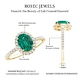 thumbnail image 5 of Rosec Jewels Lab Grown Emerald Oval Engagement Ring with Halo - 1.2 Carat - Emerald Diamond Ring - AAAA Quality Certified, 18K Yellow Gold, US 9.00, 5 of 8