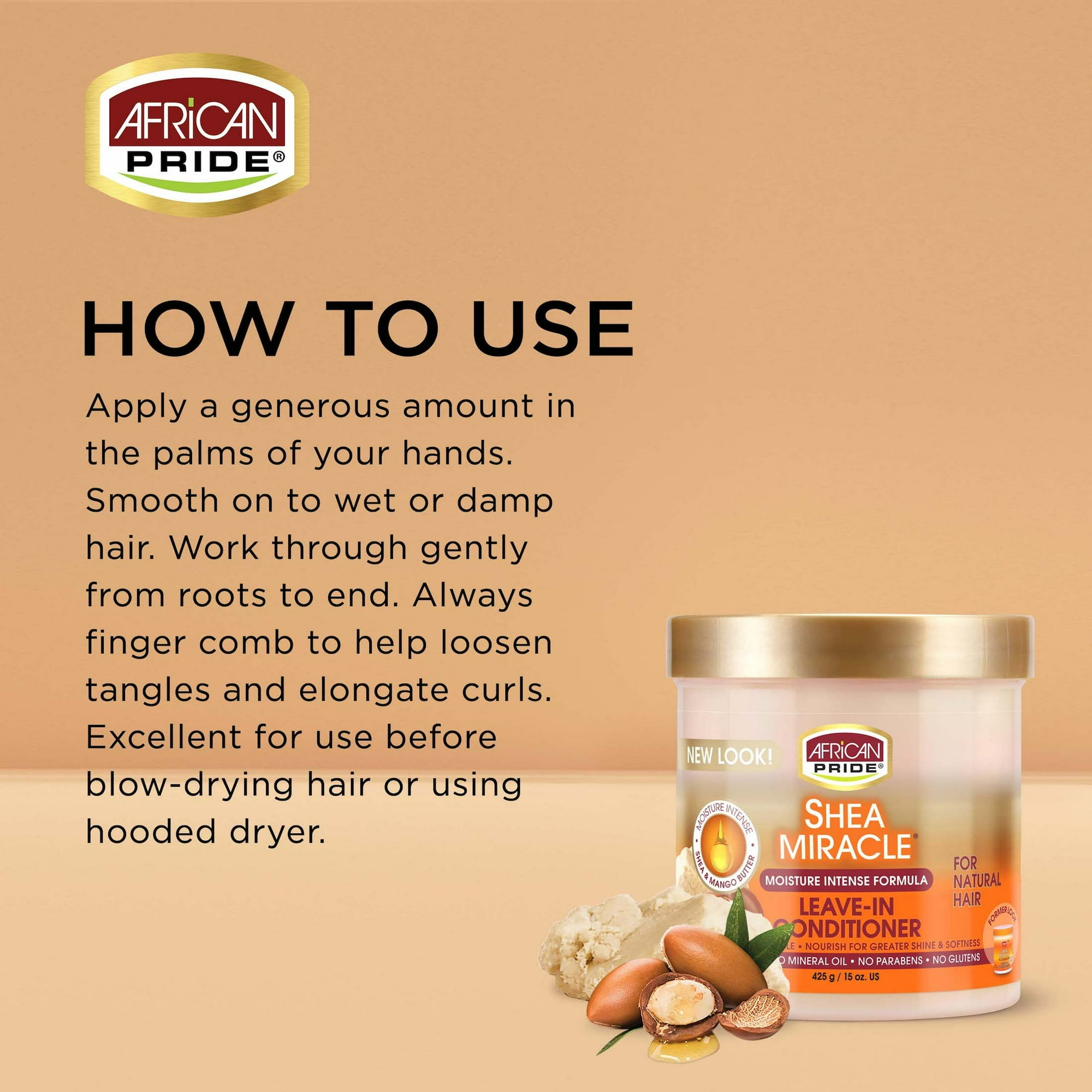 African Pride Shea Butter Miracle Leave-in Conditioner, 15 oz, Curly Hair, Moisturizing