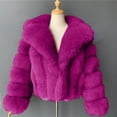 thumbnail image 5 of SEAOPEN Womens Faux Fur Coat Fleece Cropped Jacket Long Sleeve Fur Coats Warm Winter Jackets 2024 Today Hot Pink,S, 5 of 5