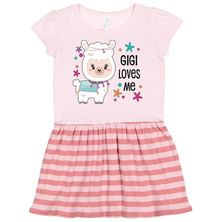 

Inktastic Gigi Loves Me- cute and happy llama Gift Toddler Girl Dress