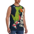 thumbnail image 2 of Yiaed Dinosaur Basketball Player Print Men's Singlet Vests Summer Running Muscle Tank Tops Gym Undershirt Round Neck Sleeveless for man, 2 of 5