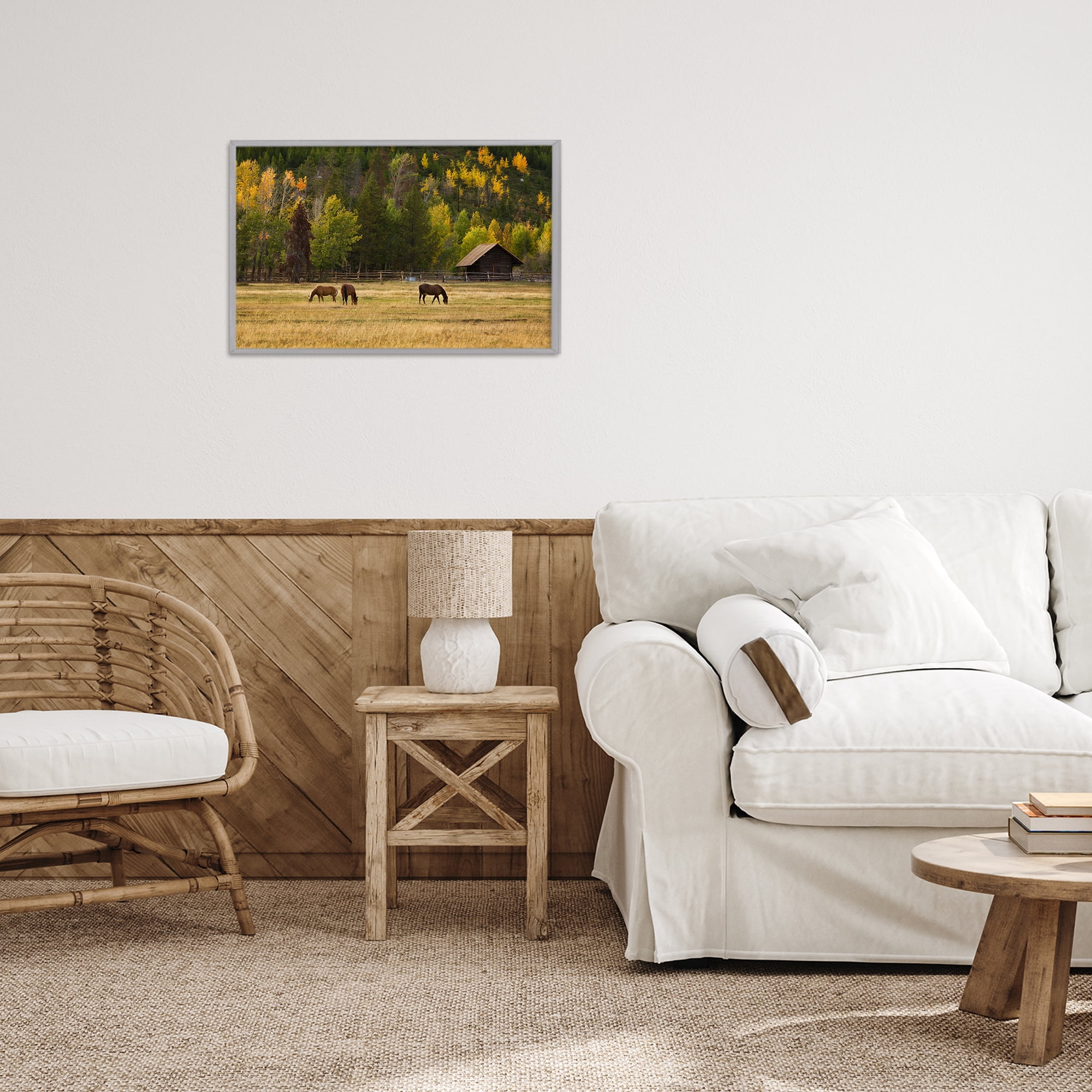 Stupell Industries Horses In Jackson Hole Gray Framed Giclee Art, design by Scott Stulberg