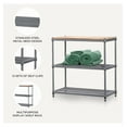 thumbnail image 4 of MeshWorks Metal Storage Wood Top Workbench Shelving Unit Rack for Garage and Kitchen Storage, 35.4” x 17.7” x 35.4”, Silver, 4 of 6