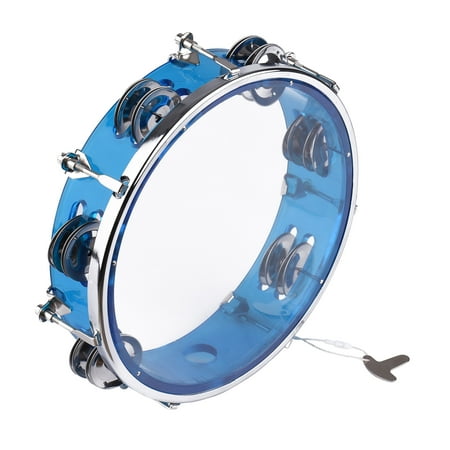 Muslady 8-inch Tambourine Handbell Hand Drum with Double Row Jingles Percussion Instrument