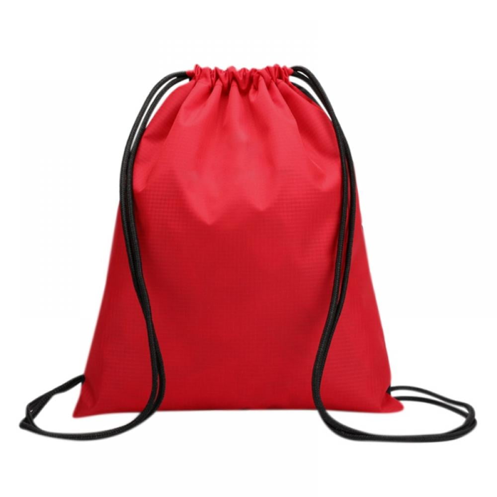Nylon Drawstring Backpack String Gym Sack Bag Sports Cinch for Men kids Red 