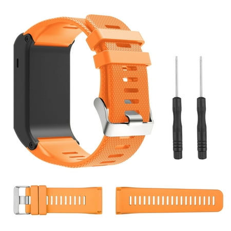 Wrist Band Soft Sport Silicone Replacement Watch Band ONLY for Garmin Vivoactive HR Sports GPS Smart Watch with Two Adapter