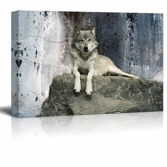 wall26 Canvas Print Wall Art Brushstroke Effect Vivid Autumn Day in Park Nature Wilderness Illustrations Modern Art Scenic Colorful for Living Room, Bedroom, Office (32" x 48", Wolf - 5)