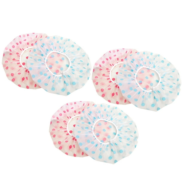 WORGEOUS 6pcs gorro de ducha impermeable gorro de ducha adorable punto espesar herramienta de ducha para niñas mujeres damas (3 piezas azul, 3 piezas rosa)