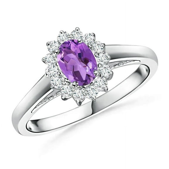 Princess Diana Inspired 925 Sterling Silver 1 Ctw Amethyst Gemstone Women Wedding Ring