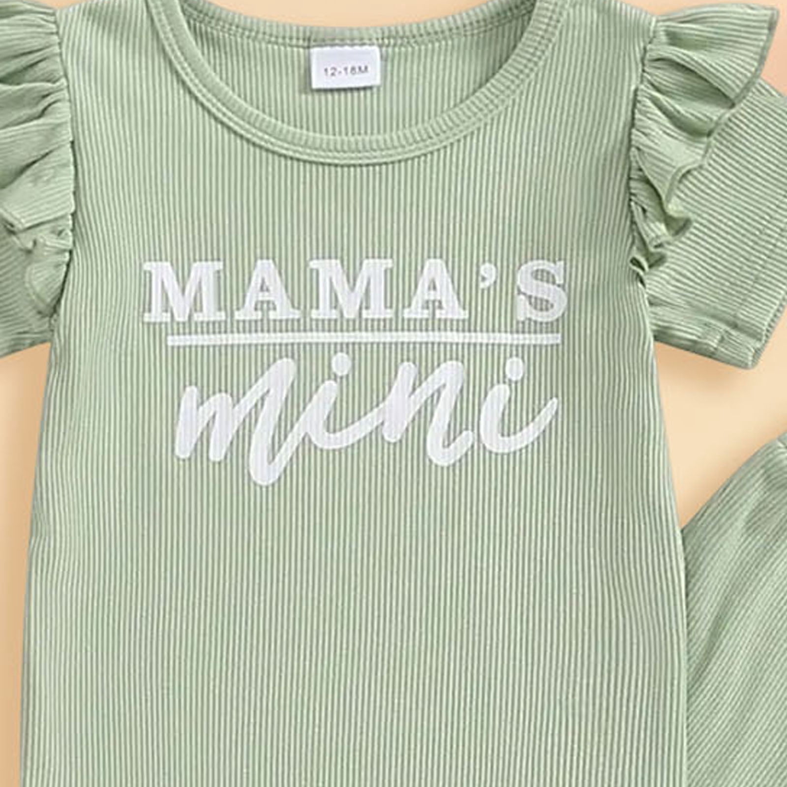 Faraee Baby Girl Clothes Summer Knit Ruffle Short Sleeve T-Shirt Tee Flare Pants Set 2Pcs Toddler Bell-Bottoms Outfits 12 18 24 Months 2t 3t 4t 5t Green