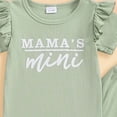 thumbnail image 4 of YDFCWXW Baby Girl Outfit Letter Print Ribbed Ruffle Sleeve Shirt Solid Flare Pant Fall Spring 2pcs Clothes (Green, 18-24 Months), 4 of 6