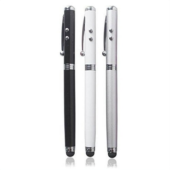 Stylus Pen [3 Pcs], 4-in-1 Touch Screen Pen (Stylus   Ballpoint Pen   LED Flashlight   Pointer) For Smartphones Tablets iPad iPhone Samsung LG Sony etc [Black   Silver   White]