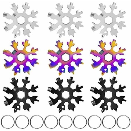 18-in-1 Snowflake Multitool, 9 Packs Stainless Steel Snowflake Wrench/Bottle Opener/Screwdriver Kit, Stainless Steel Portable Star Tool for Christmas Great Gifts$$Tools & Hardware Other