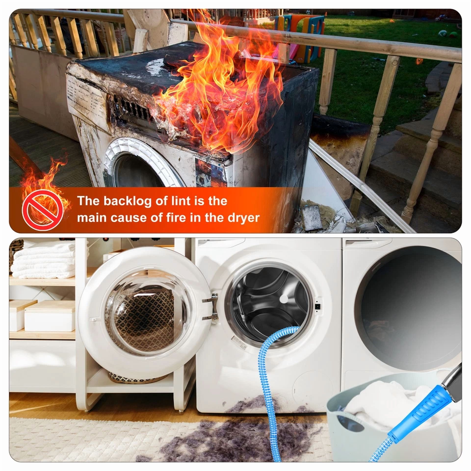 CIRCLE- 2Pcs Dryer Vent Cleaner Kit Lint Remover Cleaning Brush Vacuum Hose Attachment
