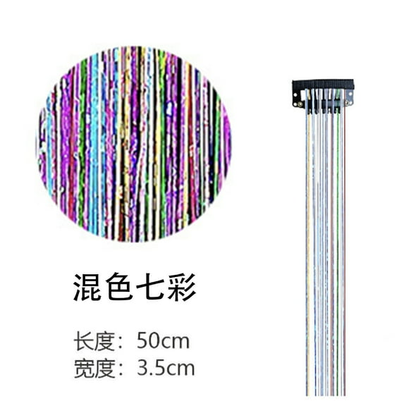 XmhyTop 8-Pack Heat-Resistant Glitter Sparkle Hair Tinsel Clips, 20-Inch Fairy Strands, Festival, Party & Gift Ideas, Shiny Hair Extensions for Women & ，Mixing colors