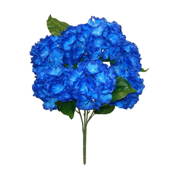 Blue Hydrangea 25in Artificial Polysilk Faux Fake Flower Jumbo Bush for Craft Home Garden Outdoor Bouquet Arrangement Ceremony Wedding Arch Floral Wall Aisle Decor (Blue, Set of 2)