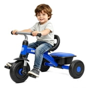 KORIMEFA Toddler Trike for Ages 2-5 Boys Girls, Beginner Kids Tricycle with Quiet Wheels & Storage Bin, Blue