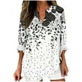 thumbnail image 2 of JTZGDY Plus Size Women's Boho Floral Print Tops Fall Casual Rolled-up Long Sleeve V Neck Tshirts Blouse Loose Fit Beach Vacation Outfits Black#02 S, 2 of 6