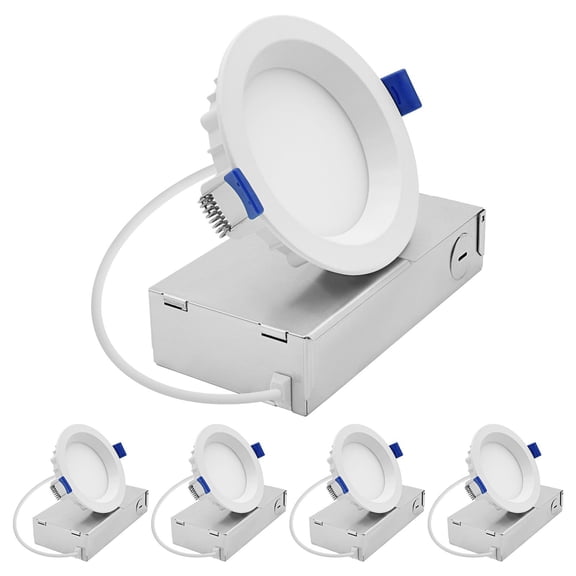 LUXRITE 4 Inch LED Regressed Mini Panel, Recessed Light, 5CCT, 8W/11W, 600/900LM, CRI90, Dual Dimmable, 100, ETL 4 Pack