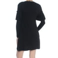 thumbnail image 3 of KENSIE Womens Black Ruffled Long Sleeve Shift Dress XS, 3 of 3