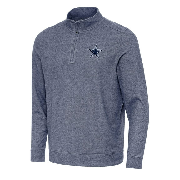 Men's Antigua Heather Navy Dallas Cowboys Subtle Quarter-Zip Top