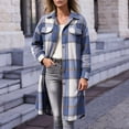 thumbnail image 5 of Annhoo Womens Long Trench Coat Single Breasted Checkered Long Sleeve Lapel Overcoat Fall Winter outerwear Jackets, 5 of 7