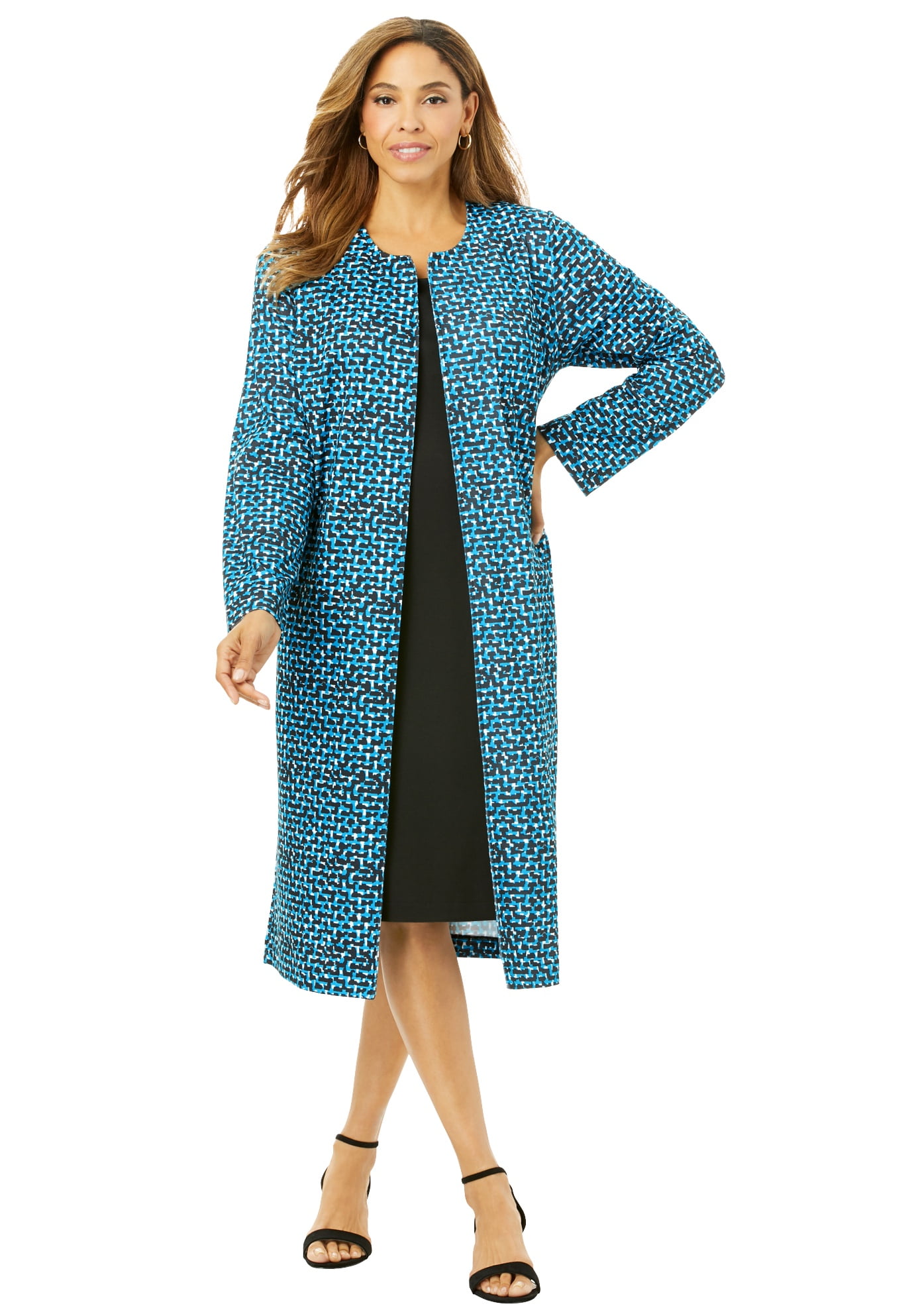 Jessica London Womens Plus Size Bell Sleeve Ponte Jacket Dress Suit