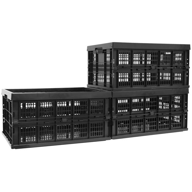 MountIt! Collapsible Plastic Storage Crate Set of 3