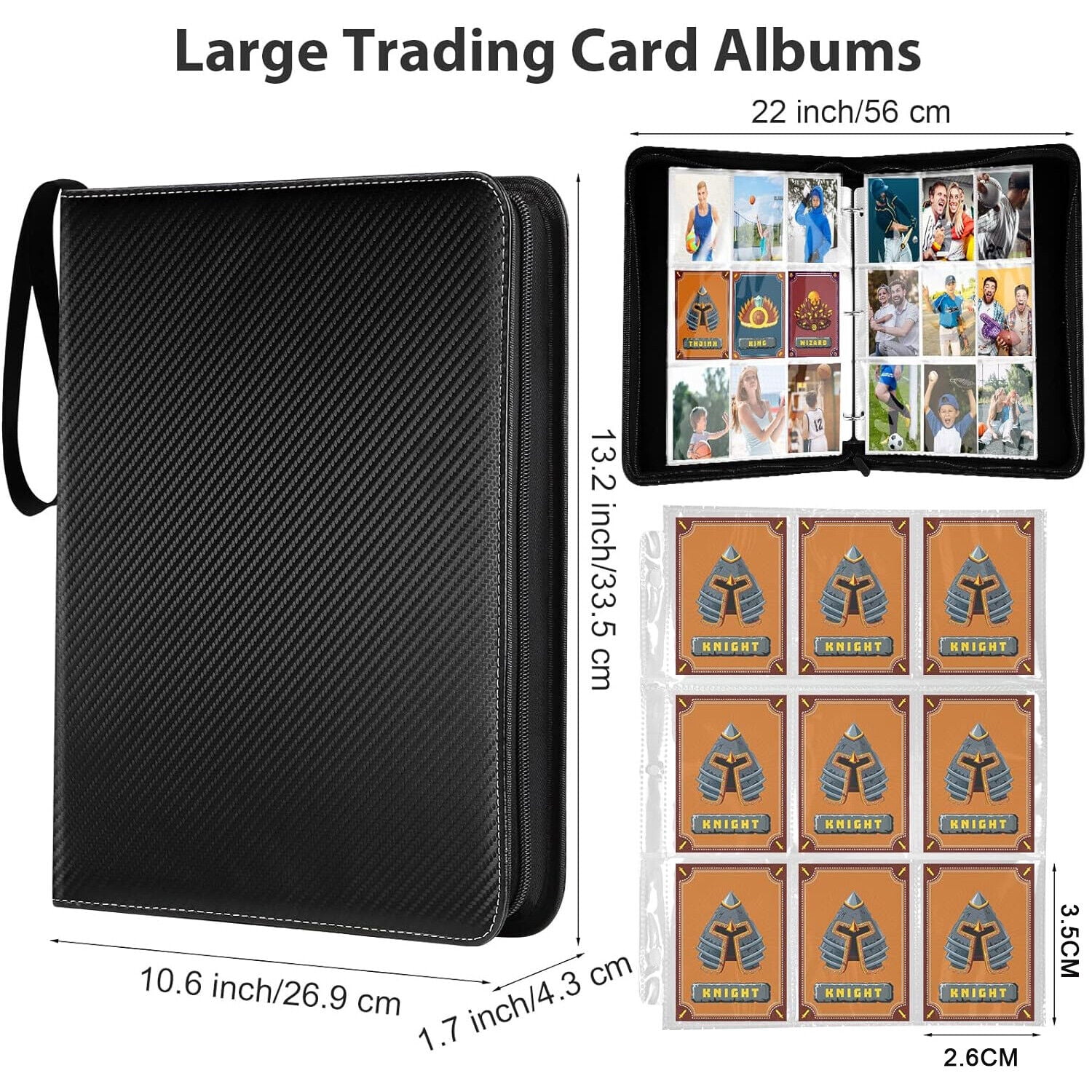 WEISIPU 900-Pocket Trading Card Binder, Portable Double Sided Card Binder with Sleeves, PU Leather Collection Card Organizer Storage Case