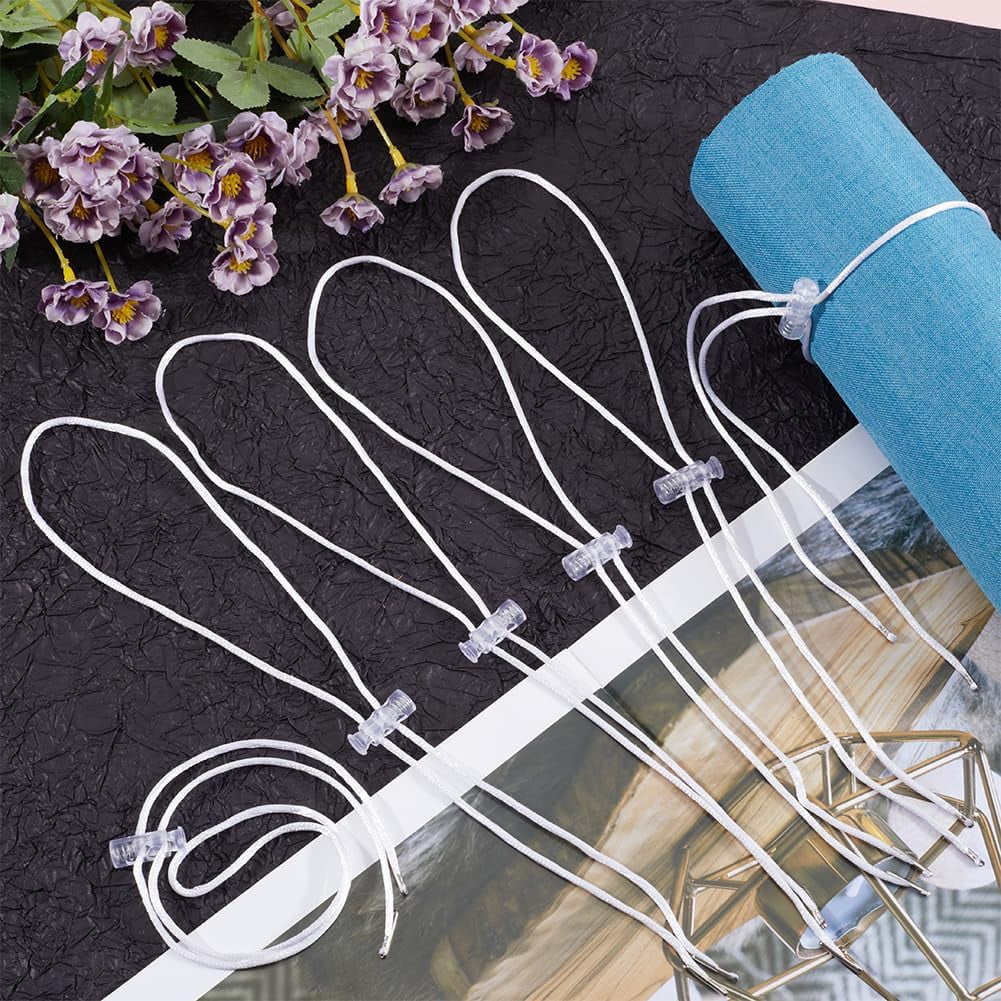 Set Of 5 White Removable Hat Chin Straps - Adjustable Windproof Cord With Clips For Golf, Fishing, Boating