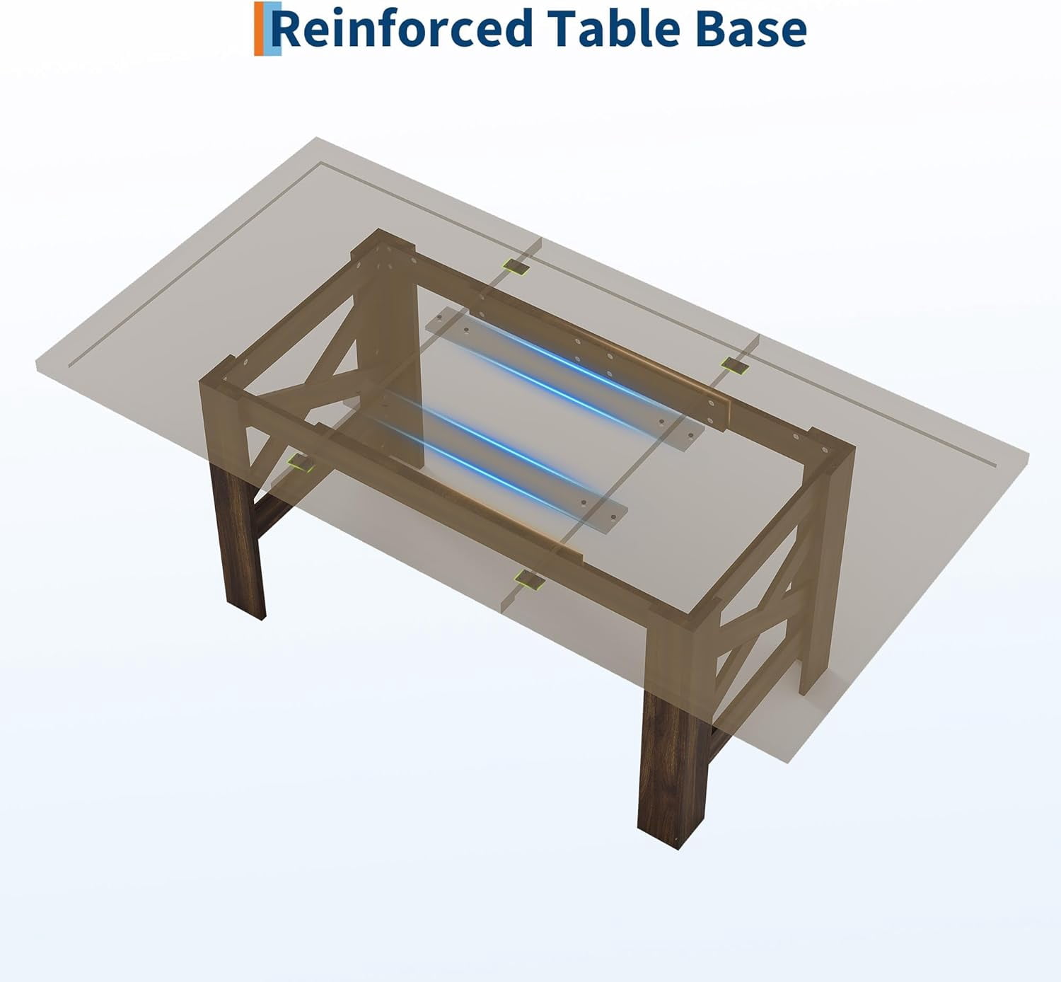 71" Farmhouse Dining Table for 6-8, Large Wooden Table with Thick Frame and Stable Triangular Legs for Kitchen or Office