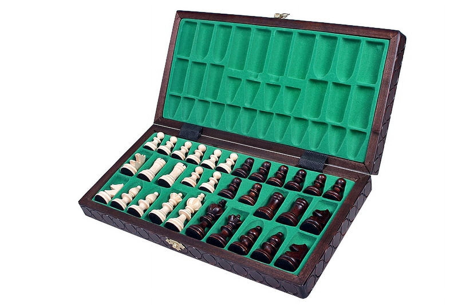 The Ares - Stylish European Chess Set with 14 inch  Chess Board that Folds for Chess Piece Storage