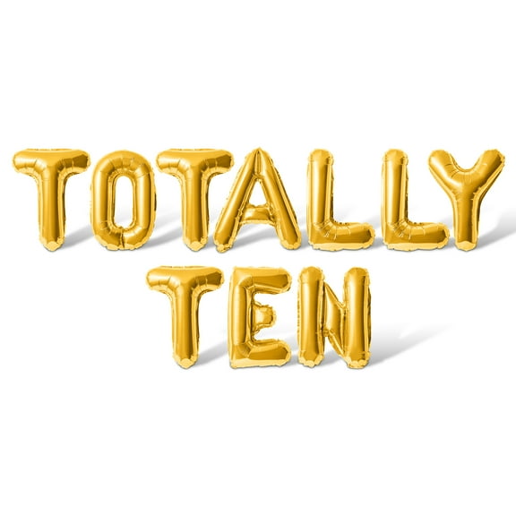 Letter Balloons - TOTALLY TEN 16" Inch Alphabet Letters Foil Mylar Balloon 10th Birthday Party Banner (Gold)